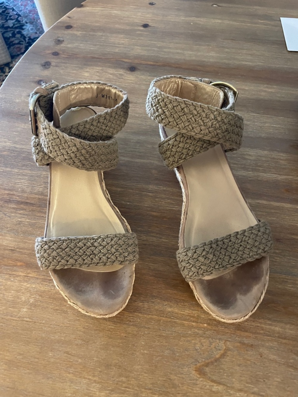 Stuart Weitzman Braided Ankle-Strap Wedge Sandals in Taupe